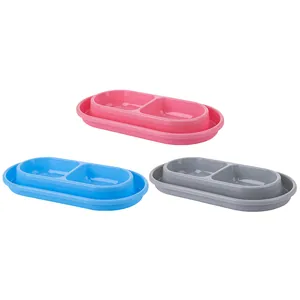 Ensemble de gamelles doubles anti-fourmis pour chats et chiens en trois couleurs
