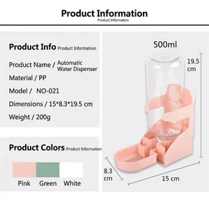 Αυτόματη ποτίστρα βαρύτητας 500ml για γάτες και σκύλους σε απαλό ροζ χρώμα