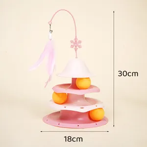 Girotondo per gatti rosa a forma di albero di Natale con piuma, misura 18x30cm