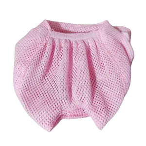 Detail view of the breathable pink mesh cat muzzle with anti-biting design.