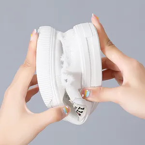 Flexible white canvas slip-on shoes with soft rubber sole for summer