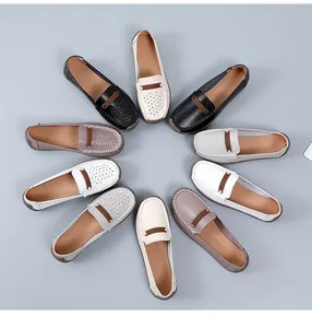 Collectie comfortabele leren loafers voor dames in diverse kleuren en stijlen