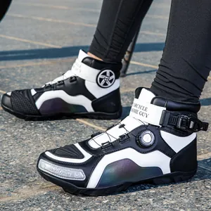 Botas de moto profesionales resistentes al desgaste en blanco y negro para adultos