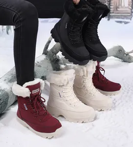 Warm winter snow boots for women featuring thick fleece lining and durable non-slip soles
