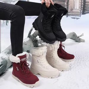 Warm winter snow boots with plush faux fur lining and rugged non-slip soles for women