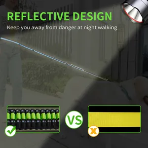 Reflective dog leash detail highlighting night safety visibility features for pets