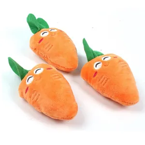 Set of three cute squeaky plush carrot toys for dogs and cats, soft chew pet supplies