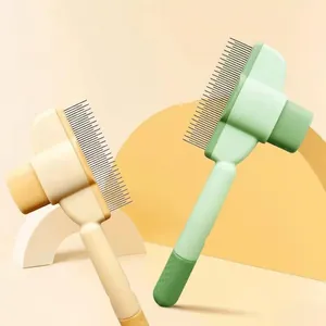 Self-Cleaning Pet Deshedding Brush Stainless Steel Needle Comb for Cats and Dogs Portable Pet Grooming Hair Removal Tool