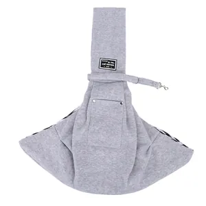 Borsa a tracolla in cotone grigio per cani e gatti di piccola taglia, traspirante