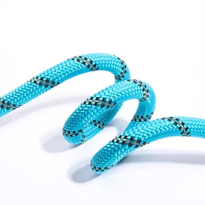 Reflective blue climbing rope style dog leash with durable braided texture for safety