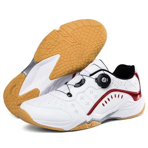 Chaussures de Badminton Professionnelles pour Hommes Baskets de Tennis de Table en Maille Respirante Fermoir Rotatif Semelle en Caoutchouc Antidérapante