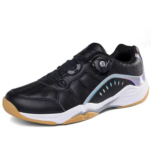 Chaussures de badminton noires professionnelles pour hommes avec boucle rotative et gomme