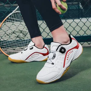 Chaussures de badminton professionnelles blanches avec boucle rotative