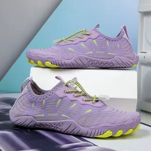 Purple quick-dry aqua shoes for water sports and surfing wading, professional side view