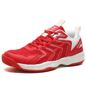 Chaussures de badminton respirantes rouge et blanc pour hommes et femmes tennis