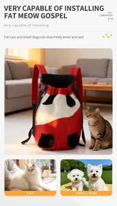 Mochila de transporte para mascotas con aperturas para patas de gatos y perros
