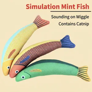 Realistic Simulation Saury Fish Cat Toy With Catnip And Squeaker Plush Interactive Teeth Grinding Toy For Cats Kitten Chew Toy