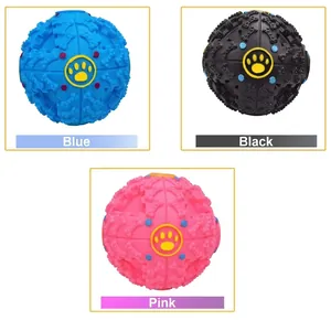 Interaktiver quietscchender Hundeball zum Kauen und Zähneputzen in Blau Schwarz und Rosa