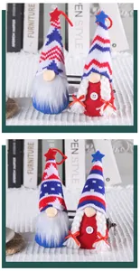 Handcrafted Independence Day patriotic gnome ornaments with stars and stripes knit hats