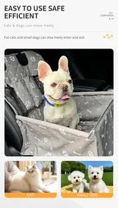 Large capacity foldable pet car seat carrier with French Bulldog inside for safe travel