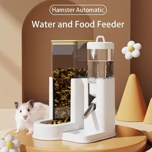 Distributeur Automatique de Nourriture et d'Eau 2 En 1 pour Hamster et Petit Animal Gamelle en Plastique avec Bouteille
