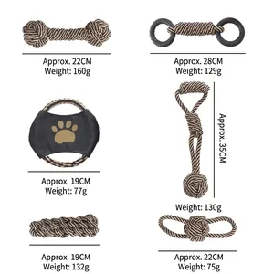 6PCS durable braided cotton rope dog toys set for aggressive chewers teeth cleaning