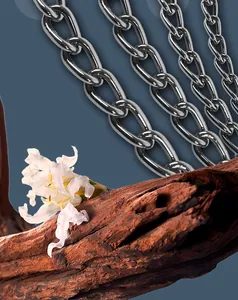 Close-up detail of durable stainless steel P-chain links for large dog training and control