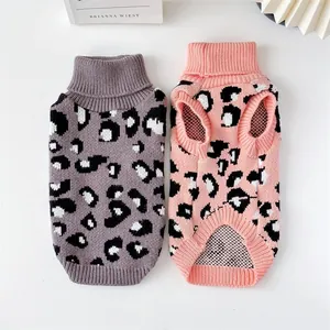 Weiche gestrickte Haustierpullover mit Leopardenmuster für kleine Hunde und Katzen