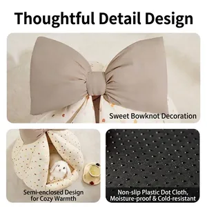 Semi-enclosed rabbit bed with heart pattern, sweet bow, and non-slip bottom base
