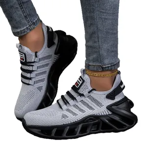 Chaussures de course légères, respirantes et amorties en gris et noir pour adultes