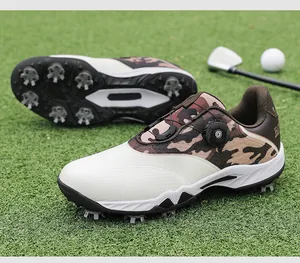 Chaussures de golf professionnelles avec motif camouflage, semelles à crampons et laçage rapide