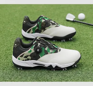 Chaussures de golf professionnelles camouflage pour hommes et femmes avec semelles à crampons