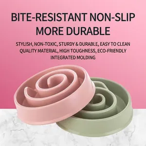 Pink and green spiral pet slow feeder bowls for dogs and cats with anti-slip design