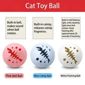 Set de 3 pelotas para gatos con luz LED, hierba gatera y cascabel interactivo