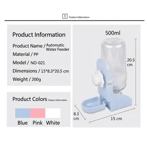 500ml automatic pet water dispenser with 15x8.3x20.5cm dimensions for cats and dogs