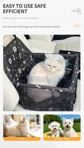 Portable waterproof pet car seat carrier for cats and small dogs, safe travel booster seat