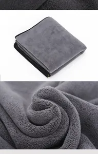 Macro view showing the soft absorbent microfiber texture of this grey pet bath towel