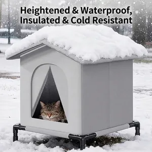 Casa para gatos exterior impermeable y aislada para el invierno