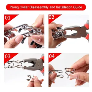 Step-by-step assembly and disassembly guide for metal dog training prong collar with rubber tips