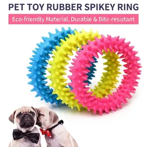 TPR Spiky Ring Dog Toy For Puppies Molar Teeth Cleaning Training Chew Toy Durable Spiked Pet Circle Ring