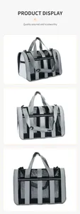 Multi-angle view of large breathable oxford cloth pet carrier bag with mesh