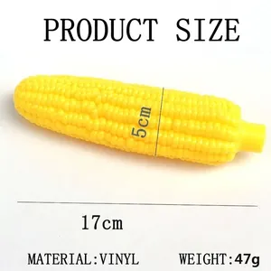 Yellow corn shaped squeaky vinyl dog toy for puppy teeth cleaning and chewing fun