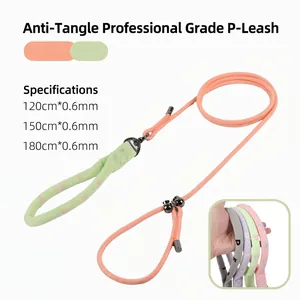 Professional anti-tangle dog P-leash training rope available in multiple sizes and colors