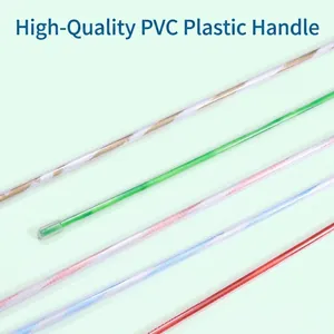 Flexible nylon tube cat teaser wand with high-quality PVC handle for active pets