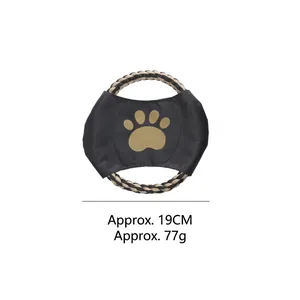 Durable cotton rope woven dog frisbee toy designed for interactive play and chewing