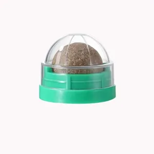 Drehbarer Katzenminze-Ball für Katzen mit grünem Sockel und durchsichtigem Deckel
