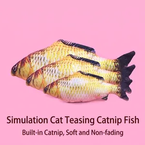 Realistic Simulation Plush Catnip Fish Toy For Cats 3D Printed Texture Bite Resistant Teeth Grinding Teasing Pet Supplies