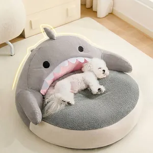 Shark Shaped Pet Bed Cave For Small Dogs Cats Winter Warm Plush Sofa Pet House Cushion Puppy Kitten Bed Kennel Indoor