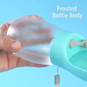 Gourde de voyage portable pour animaux avec corps dépoli et auge bleue pour chiens