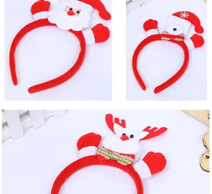 Christmas headbands featuring cute Santa Claus and reindeer designs for festive party decor